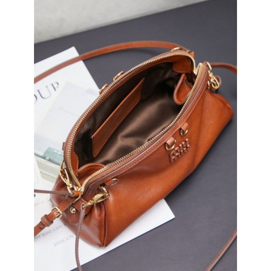 Replica Premium Pochette Miu Miu Honey Caprice con stampa a conchiglia 5BF131 Marrone Imitazione Outlet