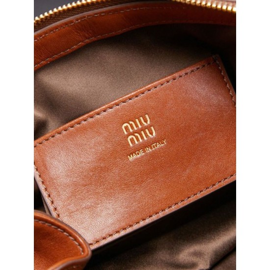 Replica Premium Pochette Miu Miu Honey Caprice con stampa a conchiglia 5BF131 Marrone Imitazione Outlet