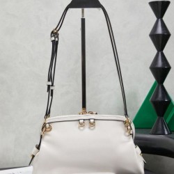 Replica Premium Pochette Miu Miu Honey Caprice con stampa a conchiglia 5BF131 Bianco Imitazione Outlet