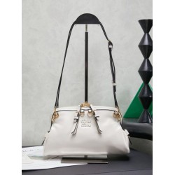 Replica Premium Pochette Miu Miu Honey Caprice con stampa a conchiglia 5BF131 Bianco Imitazione Outlet