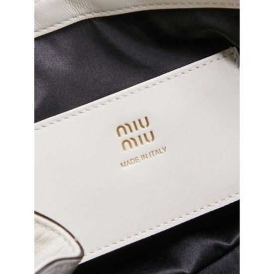 Replica Premium Pochette Miu Miu Honey Caprice con stampa a conchiglia 5BF131 Bianco Imitazione Outlet