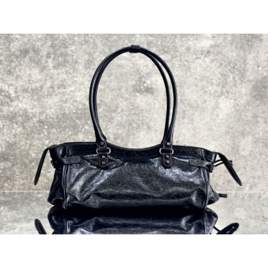Replica Premium Borsa a tracolla Balenciaga Le City East-West Nero Imitazione Outlet