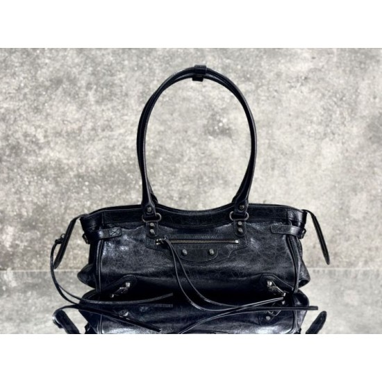 Replica Premium Borsa a tracolla Balenciaga Le City East-West Nero Imitazione Outlet