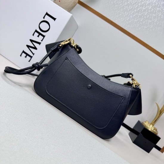 Replica Premium Borsa a tracolla media Loewe Ola nera Imitazione Outlet