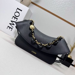 Replica Premium Borsa a tracolla media Loewe Ola nera Imitazione Outlet