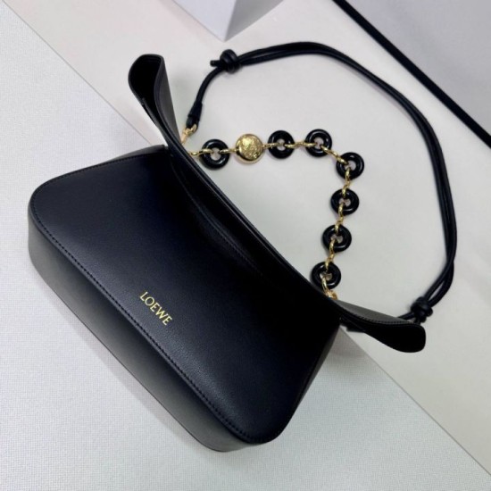 Replica Premium Borsa a tracolla media Loewe Ola nera Imitazione Outlet