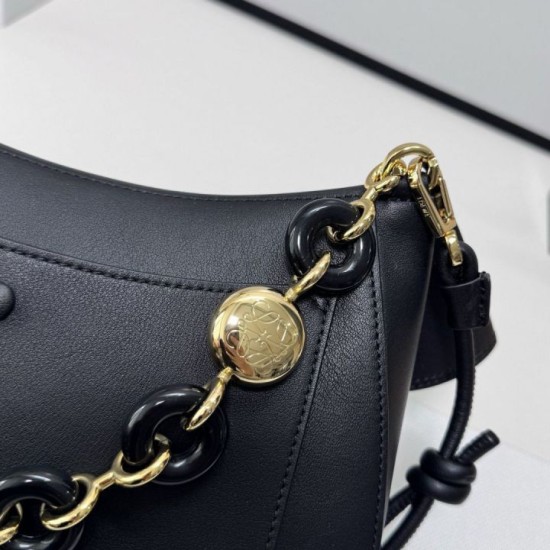 Replica Premium Borsa a tracolla media Loewe Ola nera Imitazione Outlet