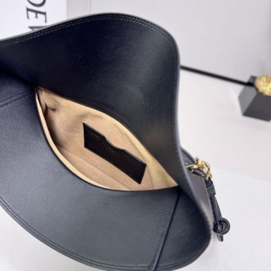 Replica Premium Borsa a tracolla media Loewe Ola nera Imitazione Outlet