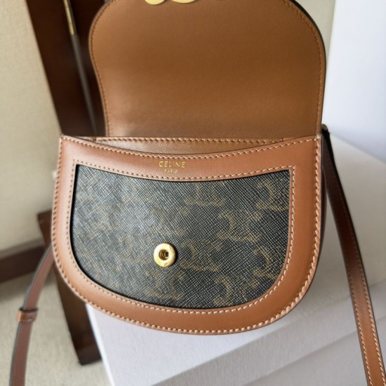 Replica Premium Borsa Celine Mini Besace Clea Triomphe Canvas Pelle di vitello Imitazione Outlet