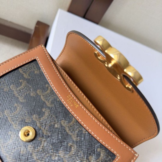 Replica Premium Borsa Celine Mini Besace Clea Triomphe Canvas Pelle di vitello Imitazione Outlet