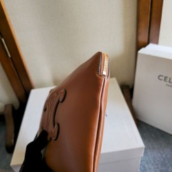 Replica Premium Piccola pochette Celine con tracolla pelle di vitello liscia Marrone Imitazione Outlet