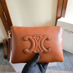 Replica Premium Piccola pochette Celine con tracolla pelle di vitello liscia Marrone Imitazione Outlet
