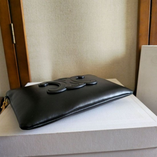Replica Premium Piccola pochette Celine con tracolla pelle di vitello liscia Nero Imitazione Outlet