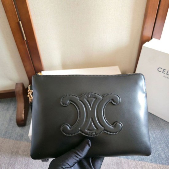 Replica Premium Piccola pochette Celine con tracolla pelle di vitello liscia Nero Imitazione Outlet