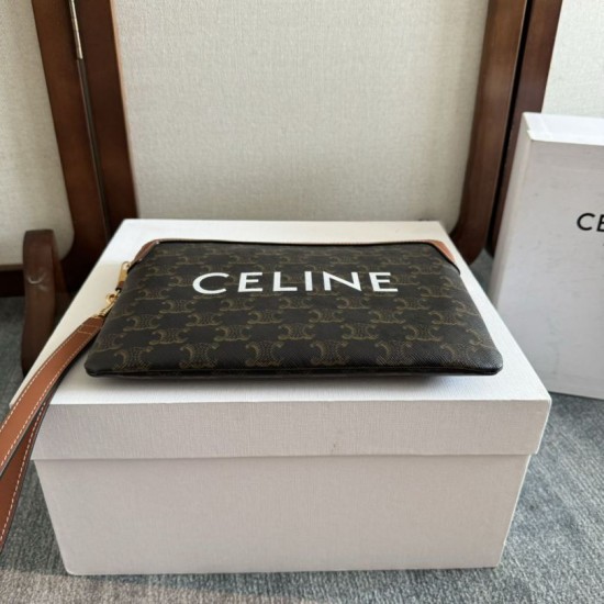 Replica Premium Piccola pochette Celine con tracolla tela Triomphe Imitazione Outlet