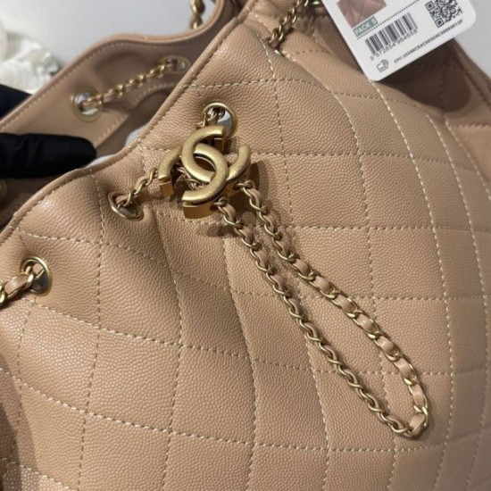 Replica Borsa a mano media Chanel 25 Hobo Caviar Quilted AS5311 Beige Imitazione Outlet