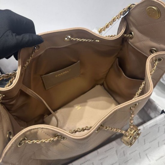 Replica Borsa a mano media Chanel 25 Hobo Caviar Quilted AS5311 Beige Imitazione Outlet