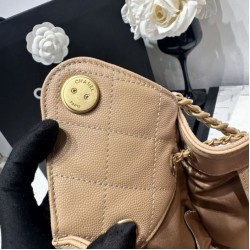 Replica Borsa a mano media Chanel 25 Hobo Caviar Quilted AS5311 Beige Imitazione Outlet