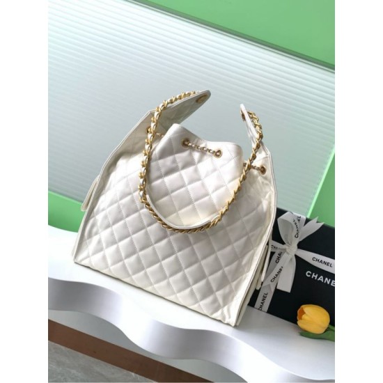 Replica Borsa a mano media Chanel 25 Hobo Caviar Quilted AS5311 Bianco Imitazione Outlet