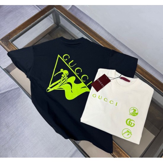 Replica Maglietta girocollo Gucci unisex nera/albicocca 01 Imitazione Outlet