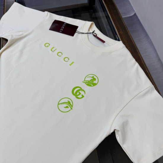 Replica Maglietta girocollo Gucci unisex nera/albicocca 01 Imitazione Outlet