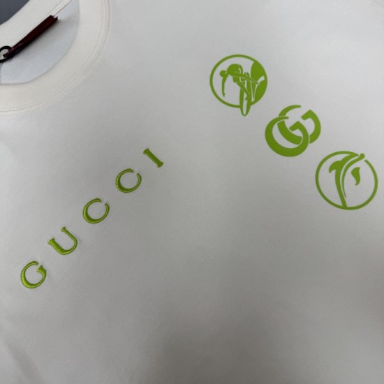 Replica Maglietta girocollo Gucci unisex nera/albicocca 01 Imitazione Outlet