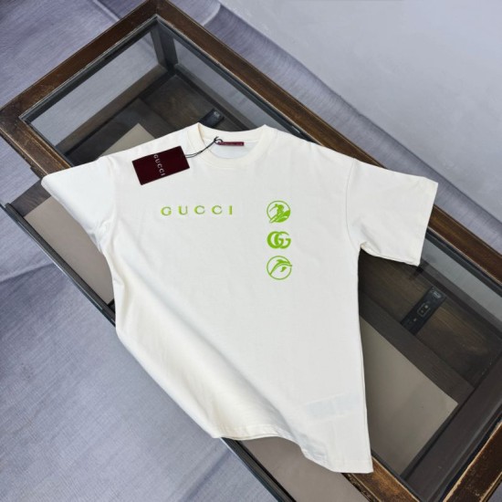 Replica Maglietta girocollo Gucci unisex nera/albicocca 01 Imitazione Outlet