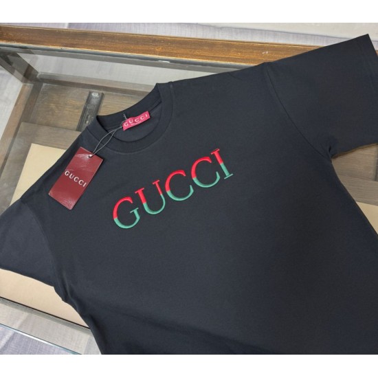 Replica Maglietta girocollo Gucci unisex nera/albicocca 02 Imitazione Outlet