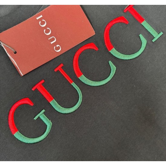 Replica Maglietta girocollo Gucci unisex nera/albicocca 02 Imitazione Outlet