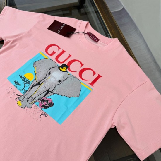 Replica Maglietta girocollo Gucci unisex nera/albicocca 03 Imitazione Outlet