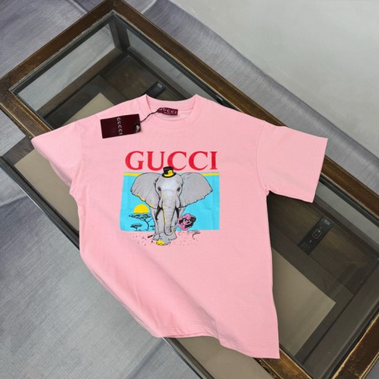Replica Maglietta girocollo Gucci unisex nera/albicocca 03 Imitazione Outlet