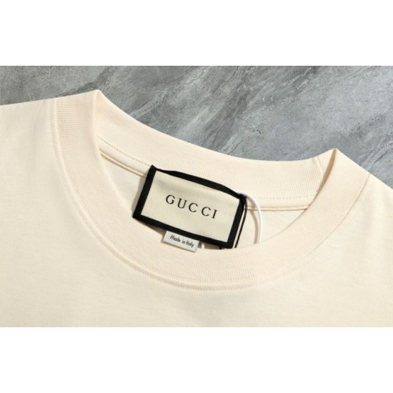 Replica Maglietta girocollo Gucci unisex nera/albicocca 04 Imitazione Outlet