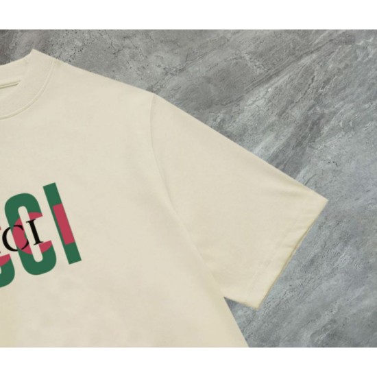 Replica Maglietta girocollo Gucci unisex nera/albicocca 04 Imitazione Outlet