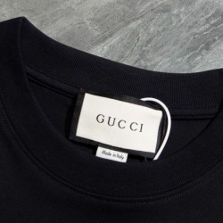 Replica Maglietta girocollo Gucci unisex nera/albicocca 05 Imitazione Outlet