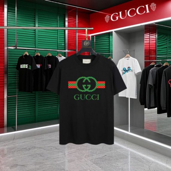 Replica Maglietta girocollo Gucci unisex nera/albicocca 05 Imitazione Outlet