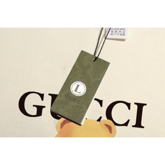 Replica Maglietta girocollo Gucci unisex nera/albicocca 06 Imitazione Outlet