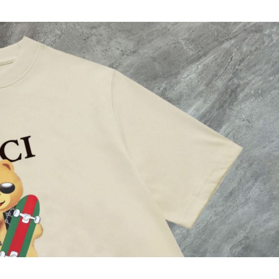 Replica Maglietta girocollo Gucci unisex nera/albicocca 06 Imitazione Outlet