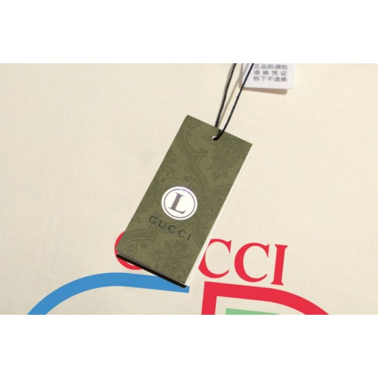 Replica Maglietta girocollo Gucci unisex nera/albicocca 07 Imitazione Outlet