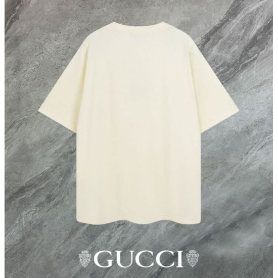 Replica Maglietta girocollo Gucci unisex nera/albicocca 07 Imitazione Outlet