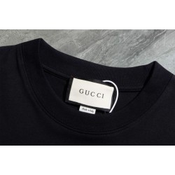 Replica Maglietta girocollo Gucci unisex nera/albicocca 08 Imitazione Outlet