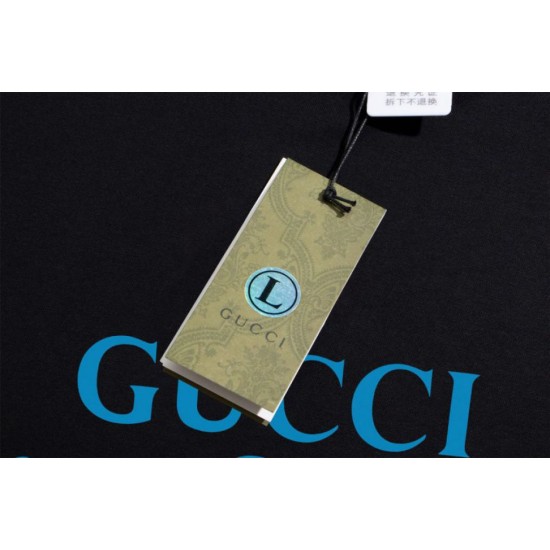 Replica Maglietta girocollo Gucci unisex nera/albicocca 08 Imitazione Outlet