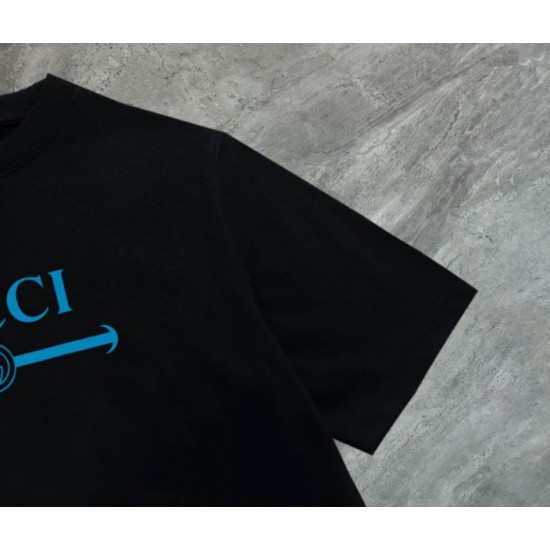 Replica Maglietta girocollo Gucci unisex nera/albicocca 08 Imitazione Outlet