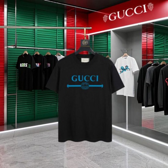 Replica Maglietta girocollo Gucci unisex nera/albicocca 08 Imitazione Outlet