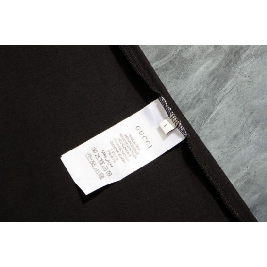 Replica Maglietta girocollo Gucci unisex nera/albicocca 08 Imitazione Outlet
