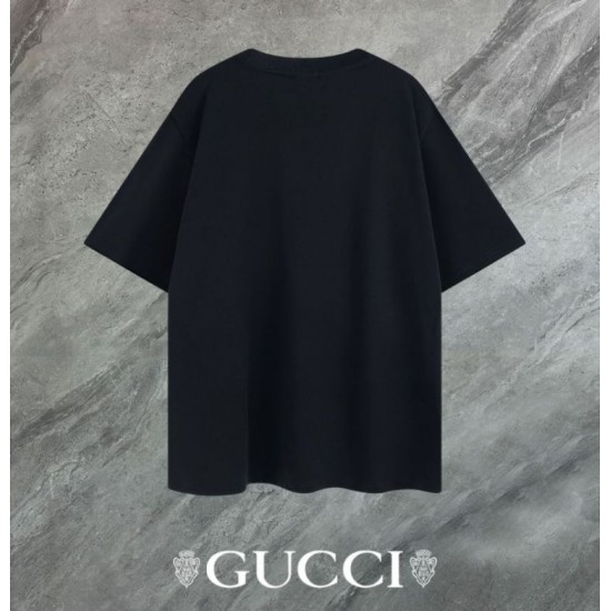 Replica Maglietta girocollo Gucci unisex nera/albicocca 08 Imitazione Outlet