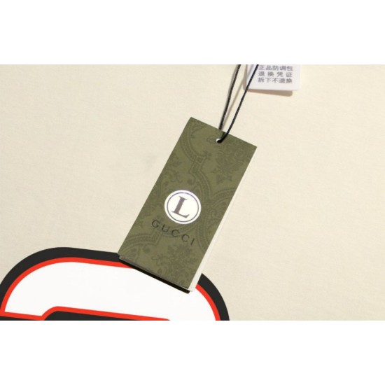 Replica Maglietta girocollo Gucci unisex nera/albicocca 09 Imitazione Outlet