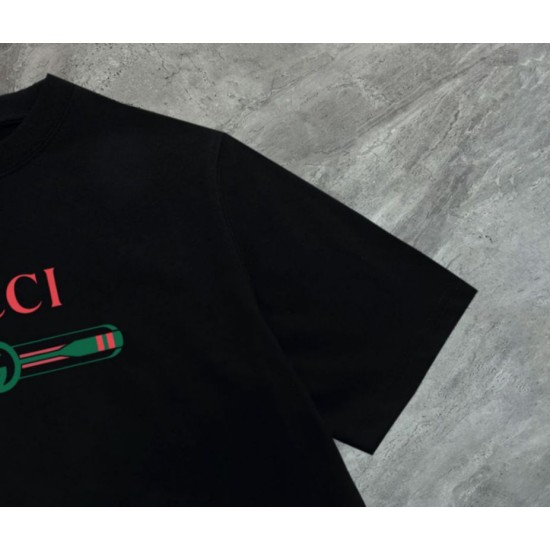 Replica Maglietta girocollo Gucci unisex nera/albicocca 10 Imitazione Outlet