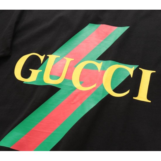 Replica Maglietta girocollo Gucci unisex nera/albicocca 11 Imitazione Outlet