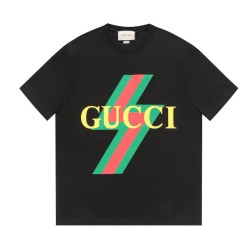 Replica Maglietta girocollo Gucci unisex nera/albicocca 11 Imitazione Outlet