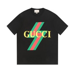 Replica Maglietta girocollo Gucci unisex nera/albicocca 11 Imitazione Outlet